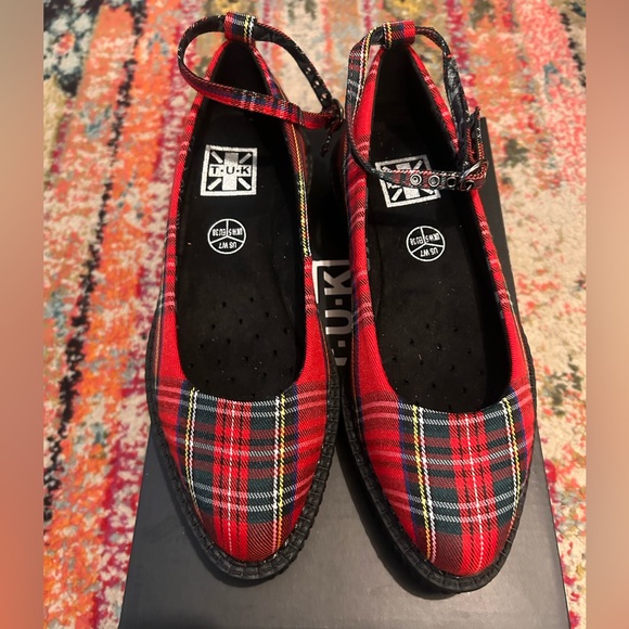T.U.K. Red Plaid Platform Shoes - Picture 5 of 6